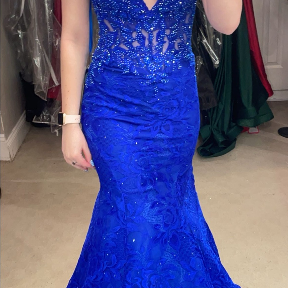Royal blue mermaid style prom dress